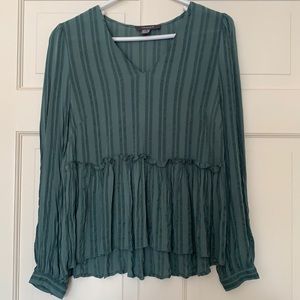 Primark green long sleeve blouse
